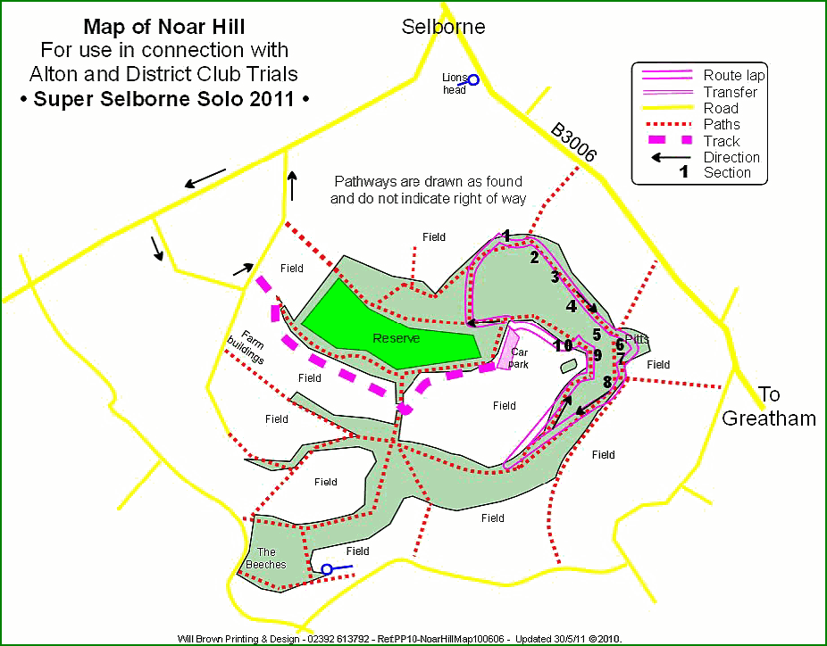 Map of Noar Hill for use with Selborne Solo Trial 2008