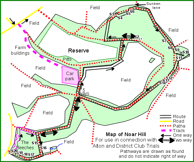Map of Noar Hill Selborne Hampshire