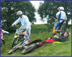 Derek Cranfield, Wobblie Will and Jim Scott stop for a chat, clerk Tony takes a rest.